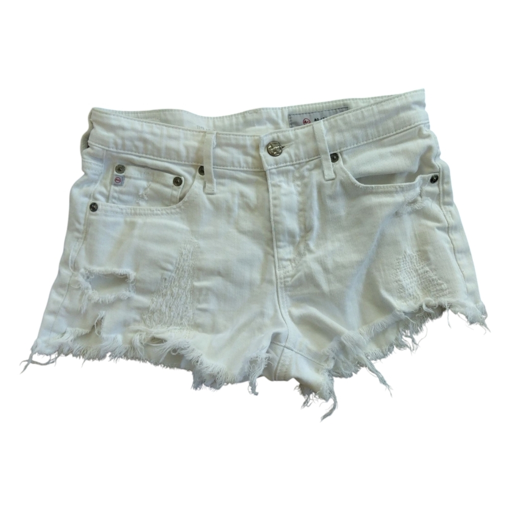 Ag Adriano Goldschmied White Jean Shorts Distressed Cut-Off